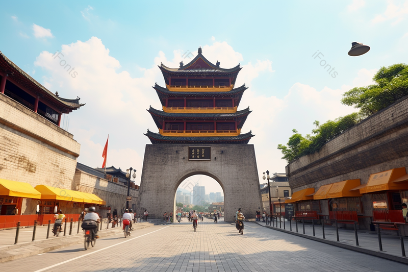 风光大气旅游风景区出游清晰的摄影图高清的图片大街的古建筑鼓楼,高清,摄影图,摄影图片,图片大全,摄影图免费下载